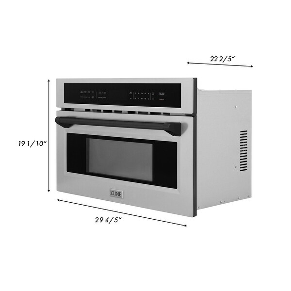 ZLINE Autograph Edition 30” 1.6 cu ft. Built-in Convection Microwave Oven in Stainless Steel and Matte Black Accents