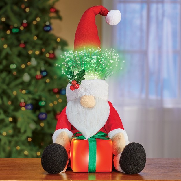 Collections Etc Fiber Optic Santa Claus Gnome Sitter 7 25 X 8 75 X 15 5