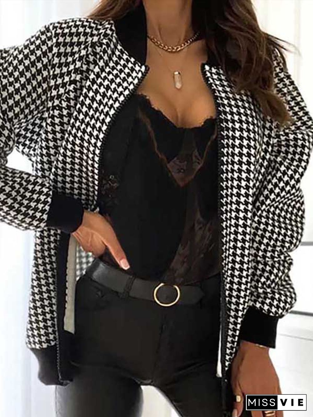 Casual Houndstooth Jacket