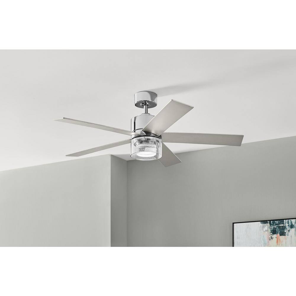 Hampton Bay Crysalis 52 in. Integrated CCT LED with Bubble Glass Indoor Chrome Ceiling Fan with Remote Control AK376-CH