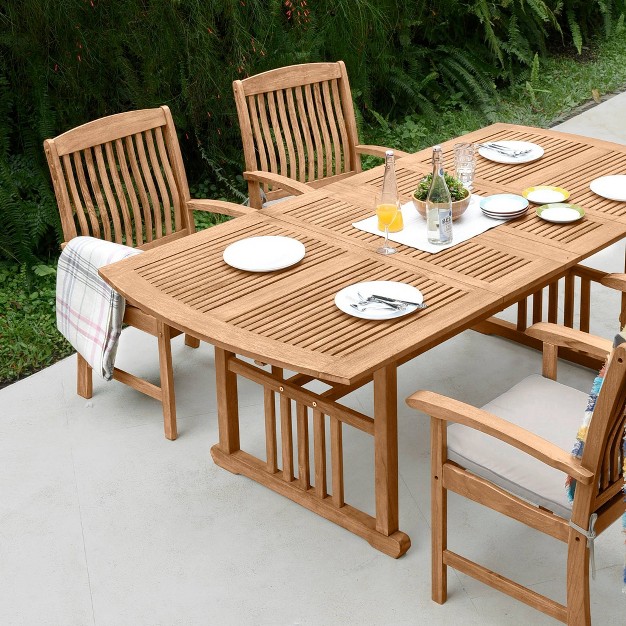 7pc Rowlette Teak Patio Dining Set With Cushion Cambridge Casual