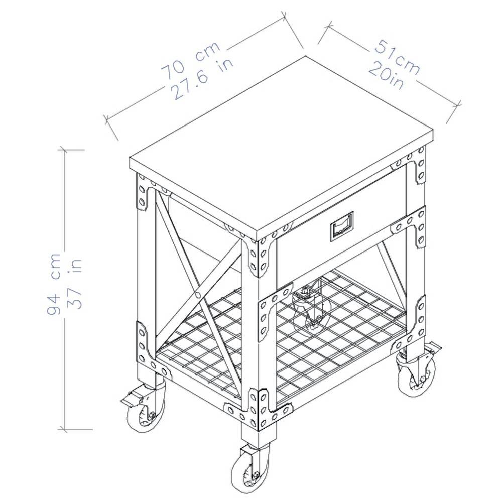 Duramax Building Products 27.6 in. x 20 in. 1-Drawer Rolling Industrial Workbench with Wood Top 68003