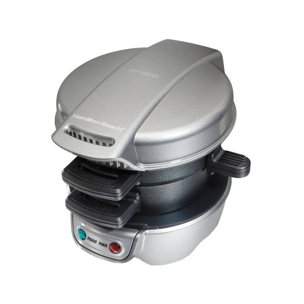 Hamilton Beach 600 W Silver Non-Stick Breakfast Sandwich Maker 25475