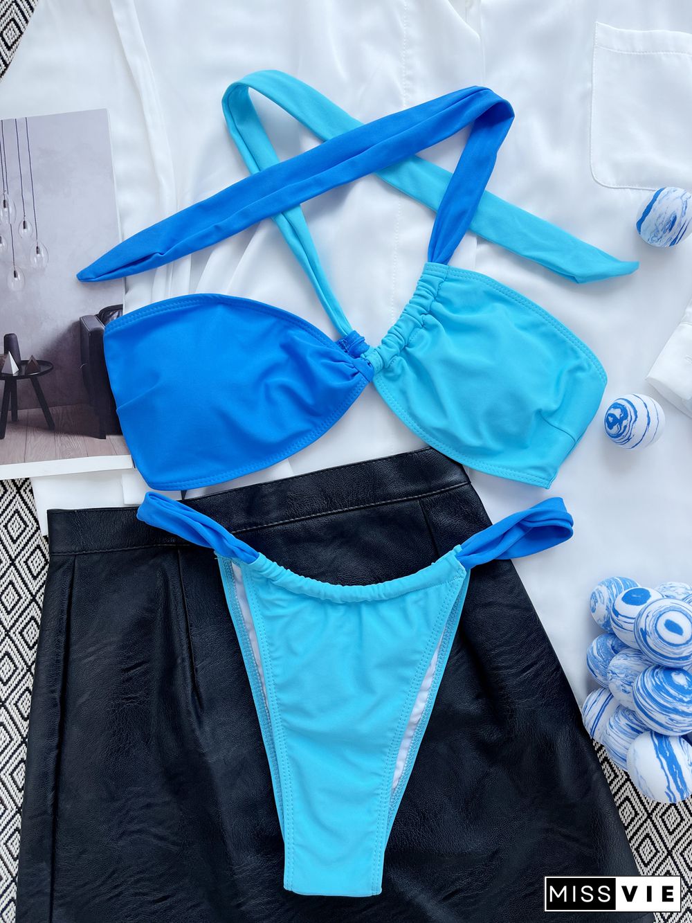 Color Contrast Bikini Set