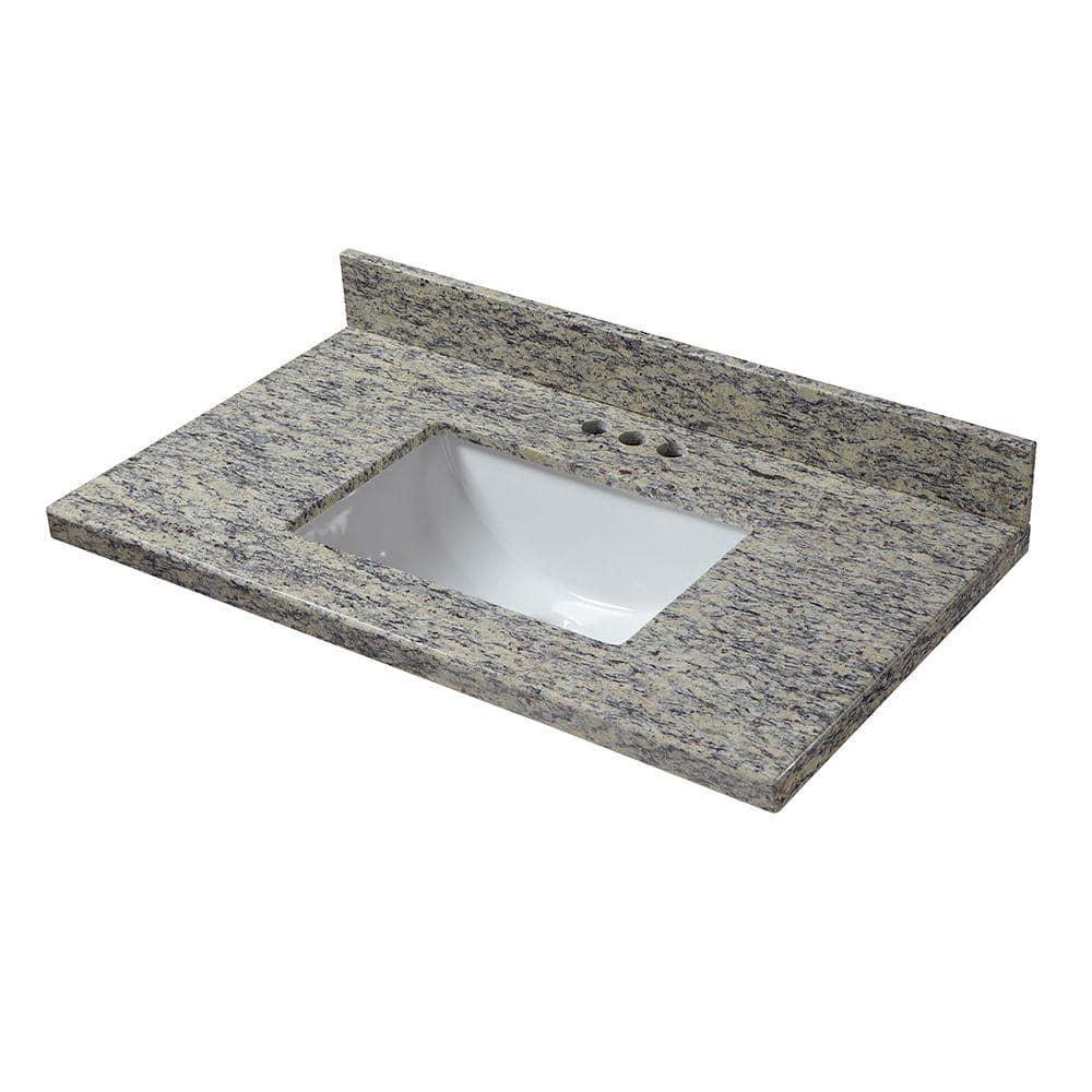 Home Decorators Collection 25 in W x 22 in D Granite Vanity Top in Santa Cecilia with White Single Trough Sink