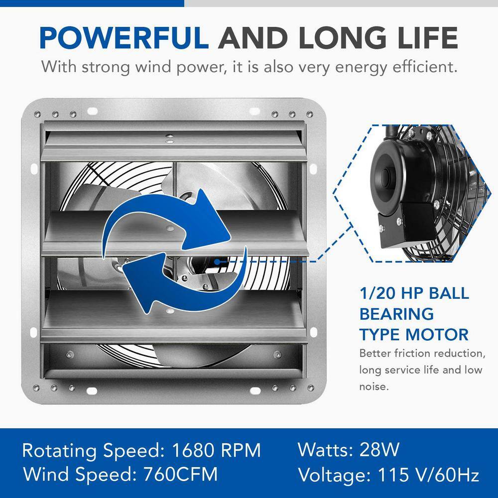 Aoibox 7 in. Aluminum Shutter Exhaust Fan in Silver High Speed 1680 RPM 760 CFM 2-Pack SNMX5170