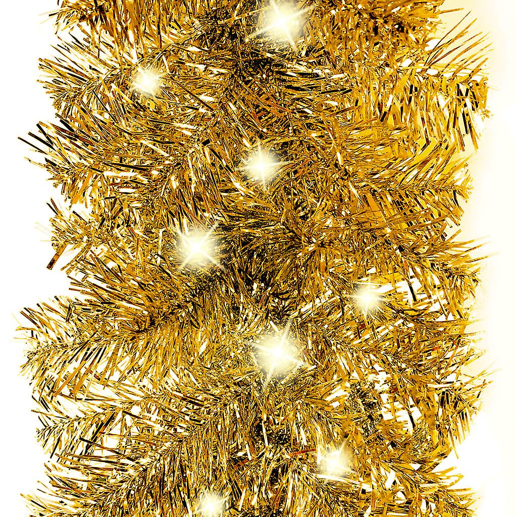 Vidaxl Christmas Garland With Led Lights 33 Ft Gold