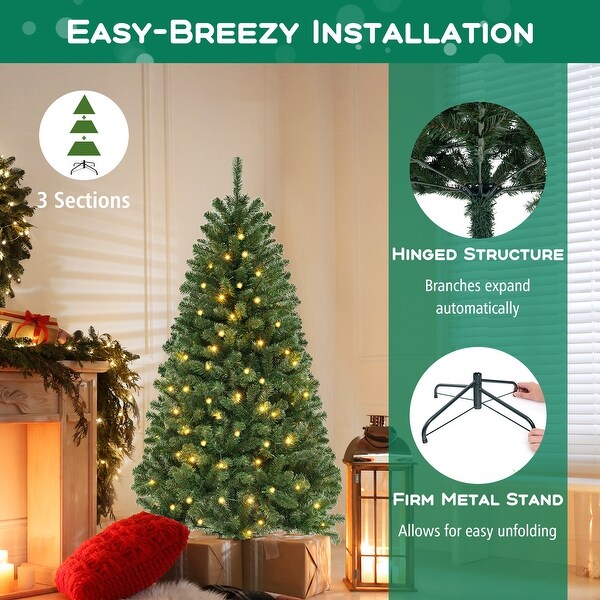 Artificial Christmas Tree with Branch Tips and Warm White LED Lights