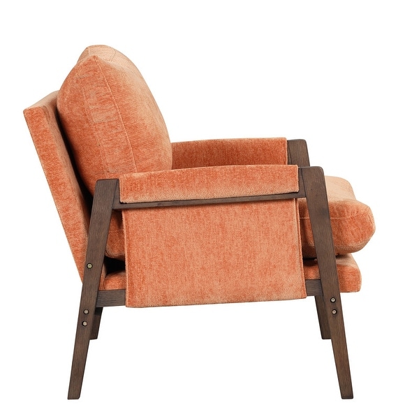 Leisure Chair with Solid Wood Armrest and Feet， Modern Velvet Accent Chair Armchair， for Living Room Bedroom Studio