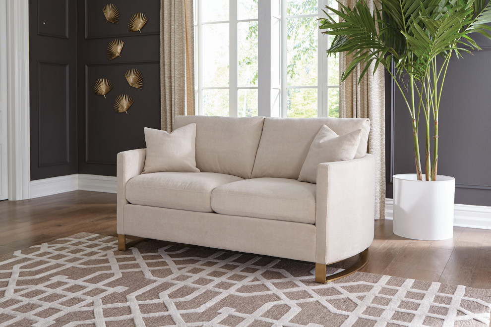 Upholstered Arched Arms Loveseat  Beige   Contemporary   Loveseats   by Simple Relax  Houzz