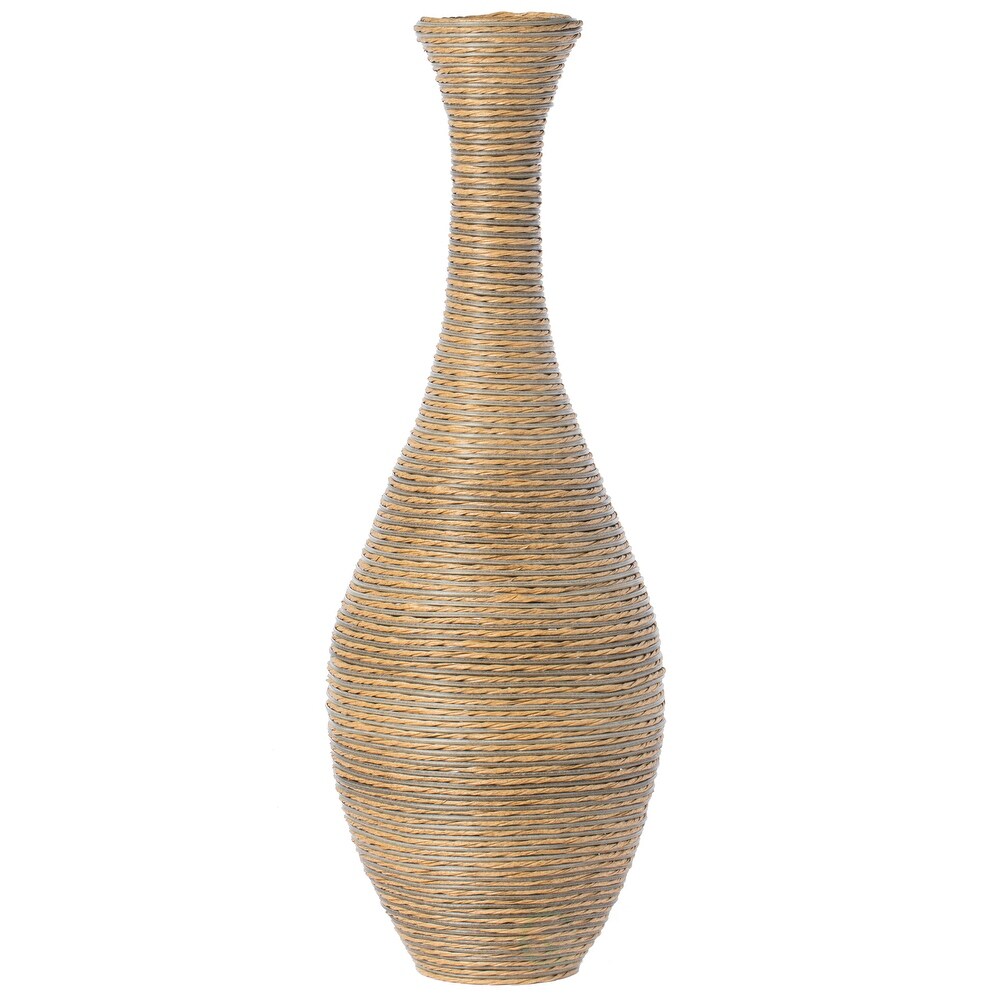 Tall floor vase  38 Inch Tall Floor Vase  Artificial Rattan Floor Vase Beige  extra large floor vases  living room vases   38