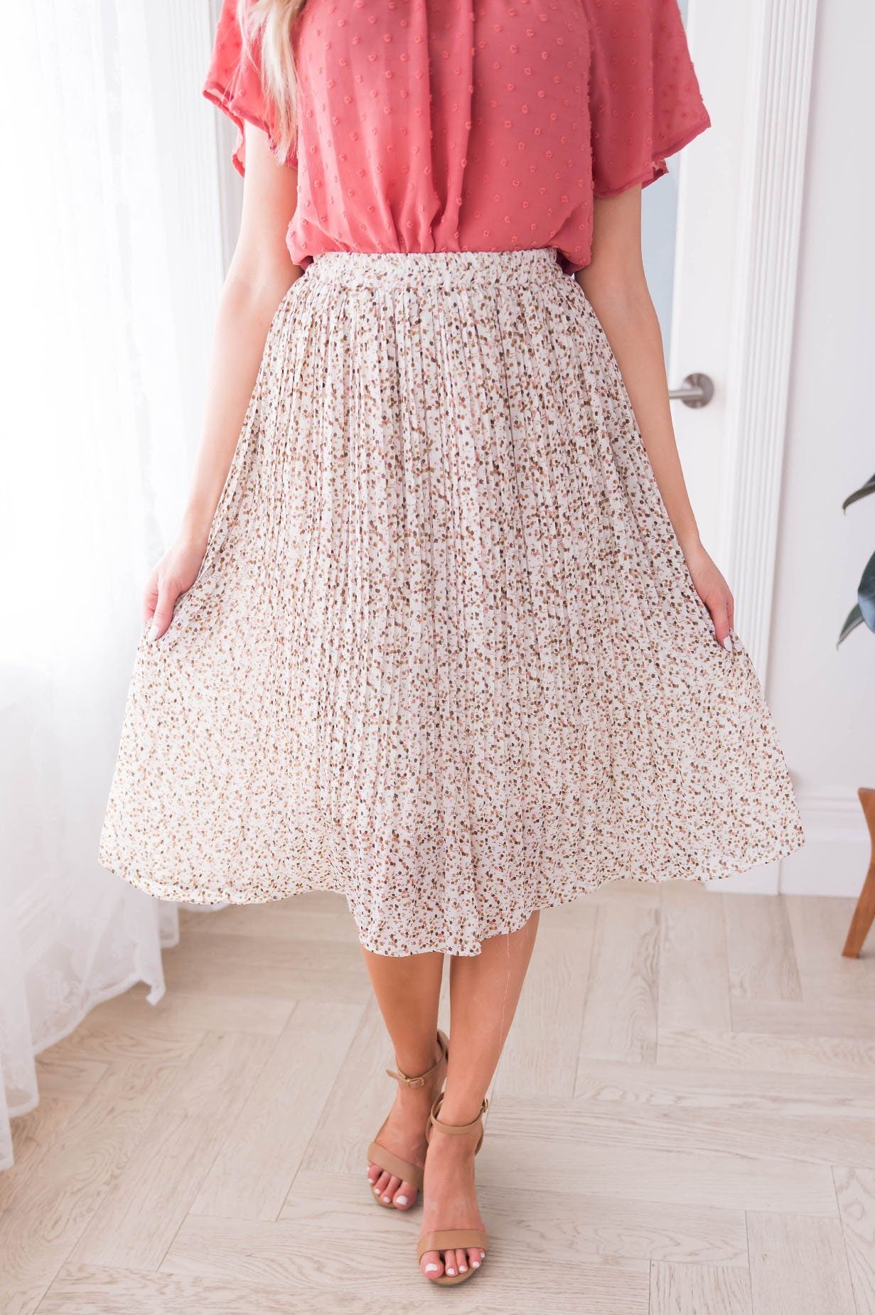 Fall Blooms Modest Pleated  Skirt