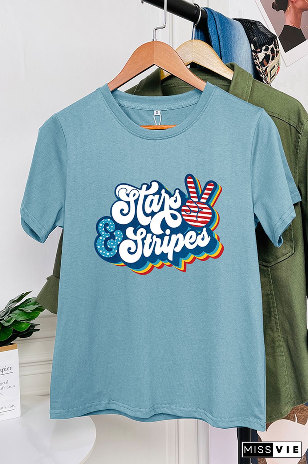 Stars & Stripes Retro Peace Graphic Tee Wholesale