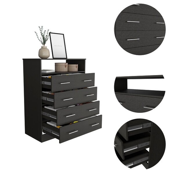 Simplicity 4-Drawer 1-Shelf Dresser， Modern Storage Cabinet， Superior Top， Storage Dressers Organizer for Living Room Bedroom - - 37851460