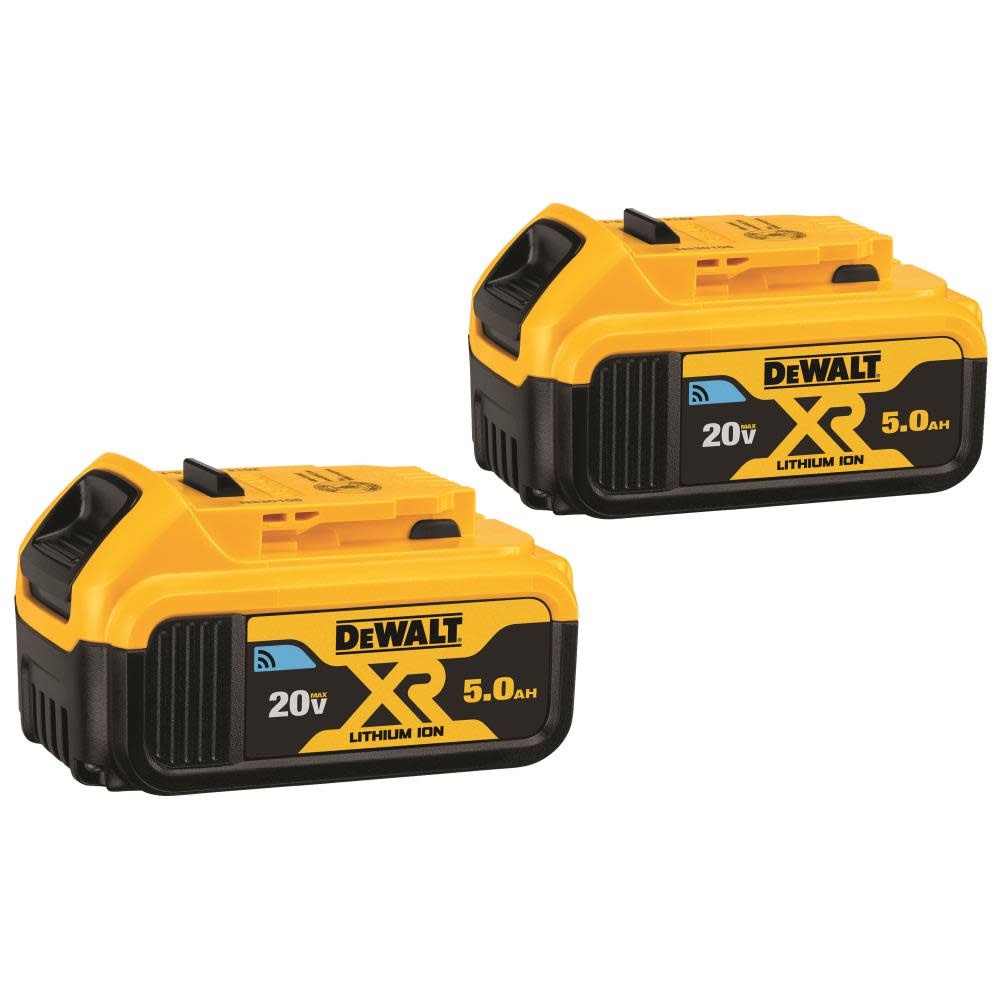 DEWALT 20V MAX* XR Premium Lithium Pack 5.0 A/H Bluetooth Battery 2 pack