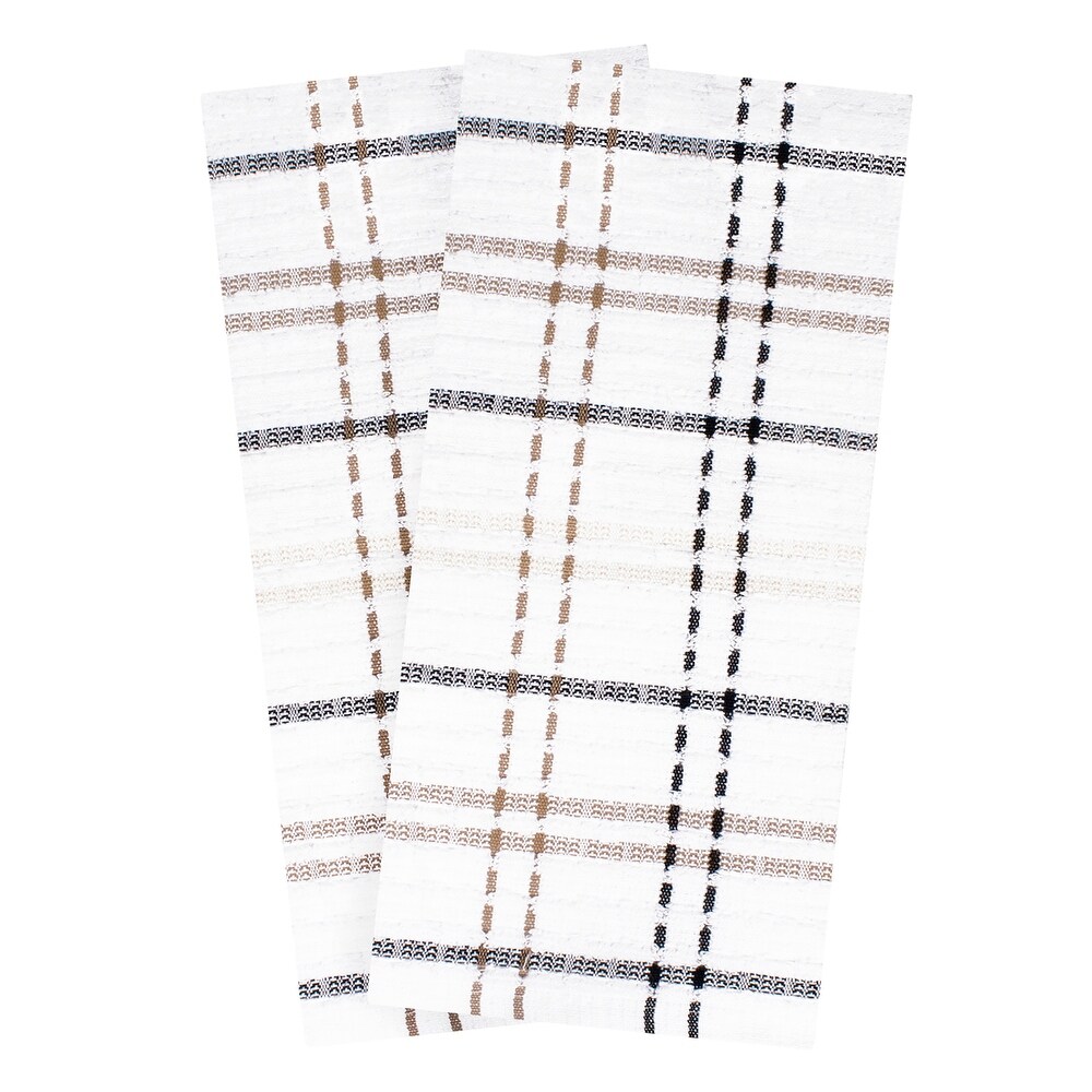 Royale Check Latte Cotton Kitchen Towels (Set of 2)