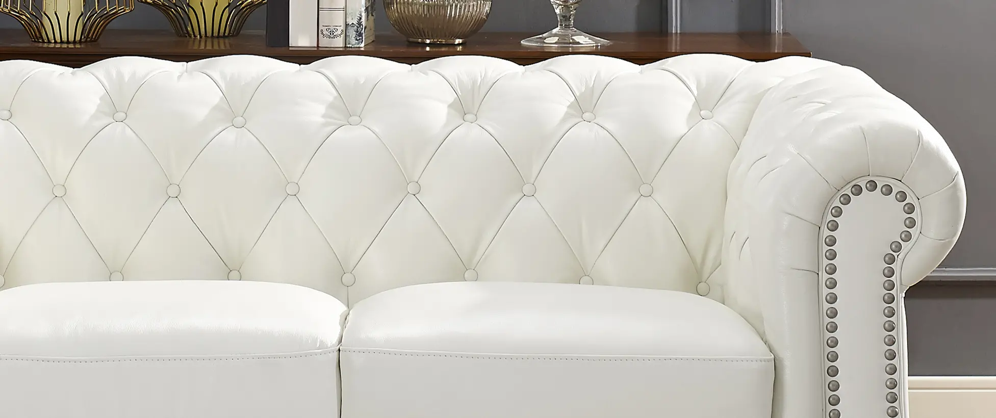 Kennedy White Leather Sofa