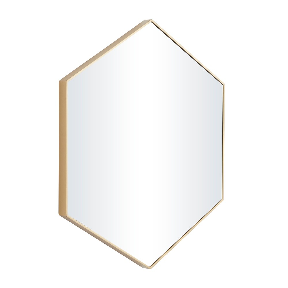 Contemporary Hexagon Wood Wall Mirror   Multiple Finishes and Sizes