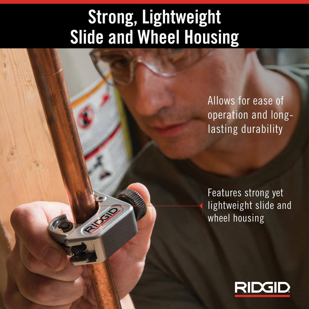 RIDGID 316 in. to 1516 in. 104 Close Quarters Copper Aluminum Brass and Plastic Tubing Cutter Multi-Use Tubing Tool 32985