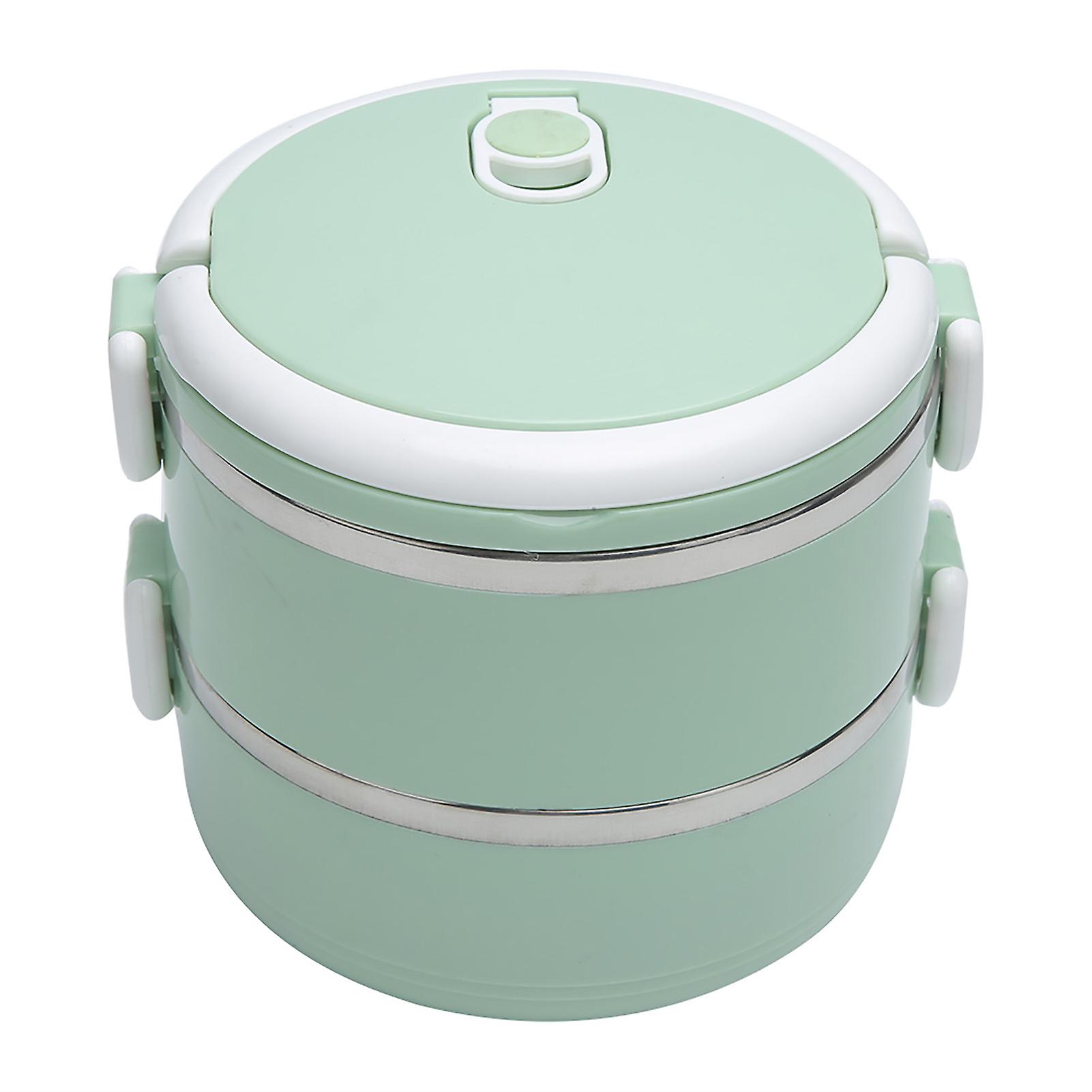 Green Portable Stainless Steel Thermal Insulated Rice Noddles Lunch Box Food Containerdouble Layer