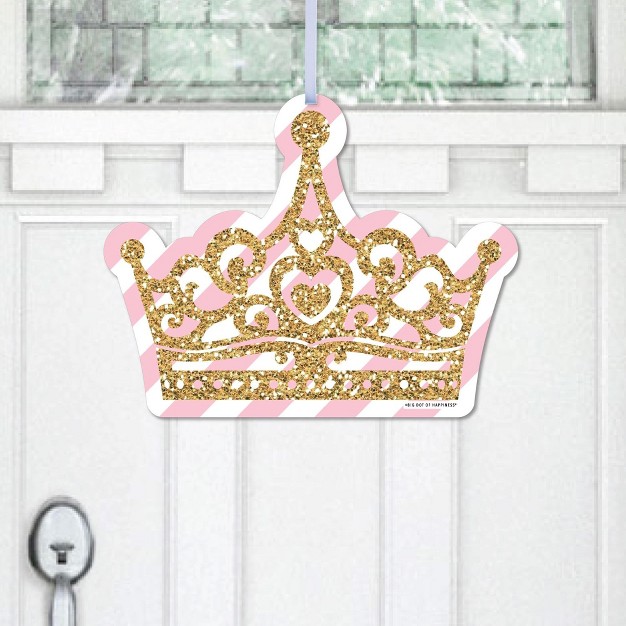 Big Dot Of Happiness Little Princess Crown Hanging Porch Pink amp Gold Baby Shower Or Birthday Party Outdoor Decor Front Door Decor 1 Piece Sign