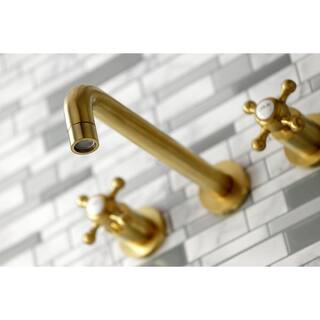 Kingston Brass Metropolitan 2-Handle Wall Mount Roman Tub Faucet in Brushed Brass HKS8027BX