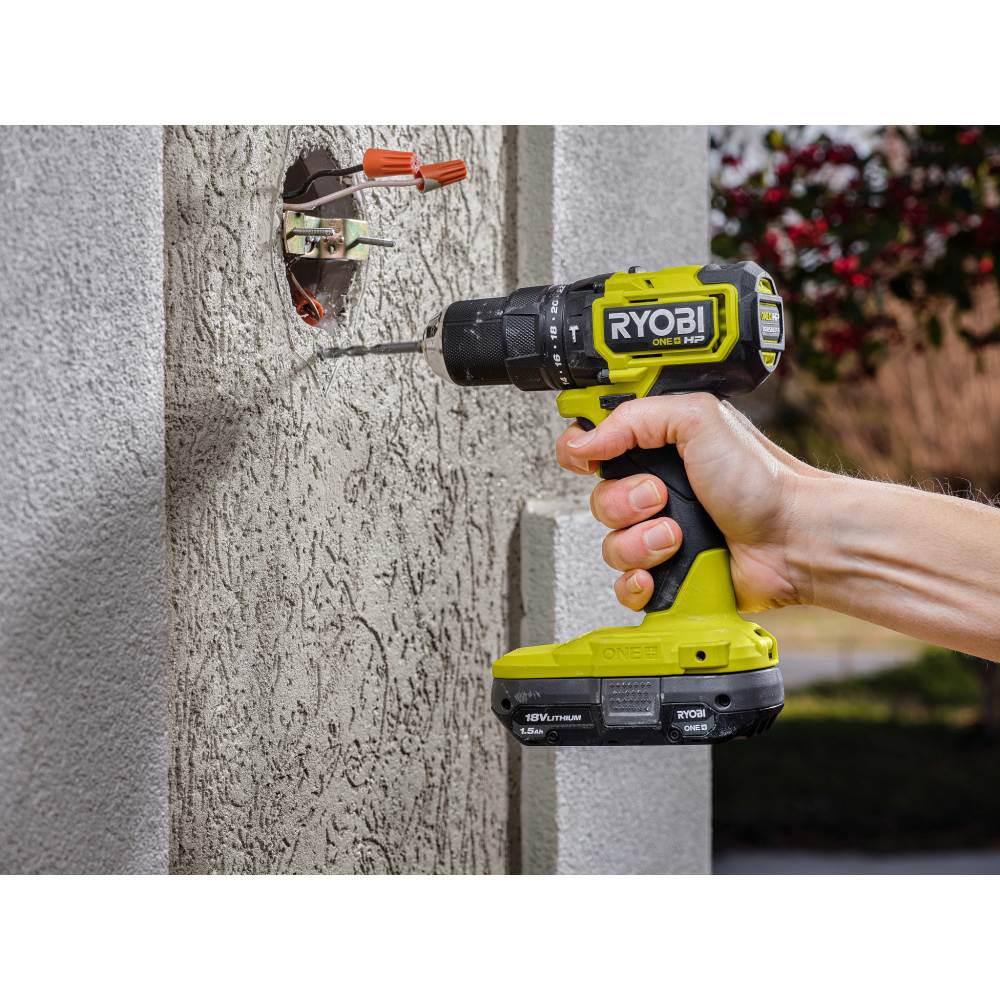 RYOBI ONE+ HP 18V Brushless Cordless Compact 12 in. Hammer Drill Kit with (1) 1.5 Ah Battery and Charger PSBHM01K