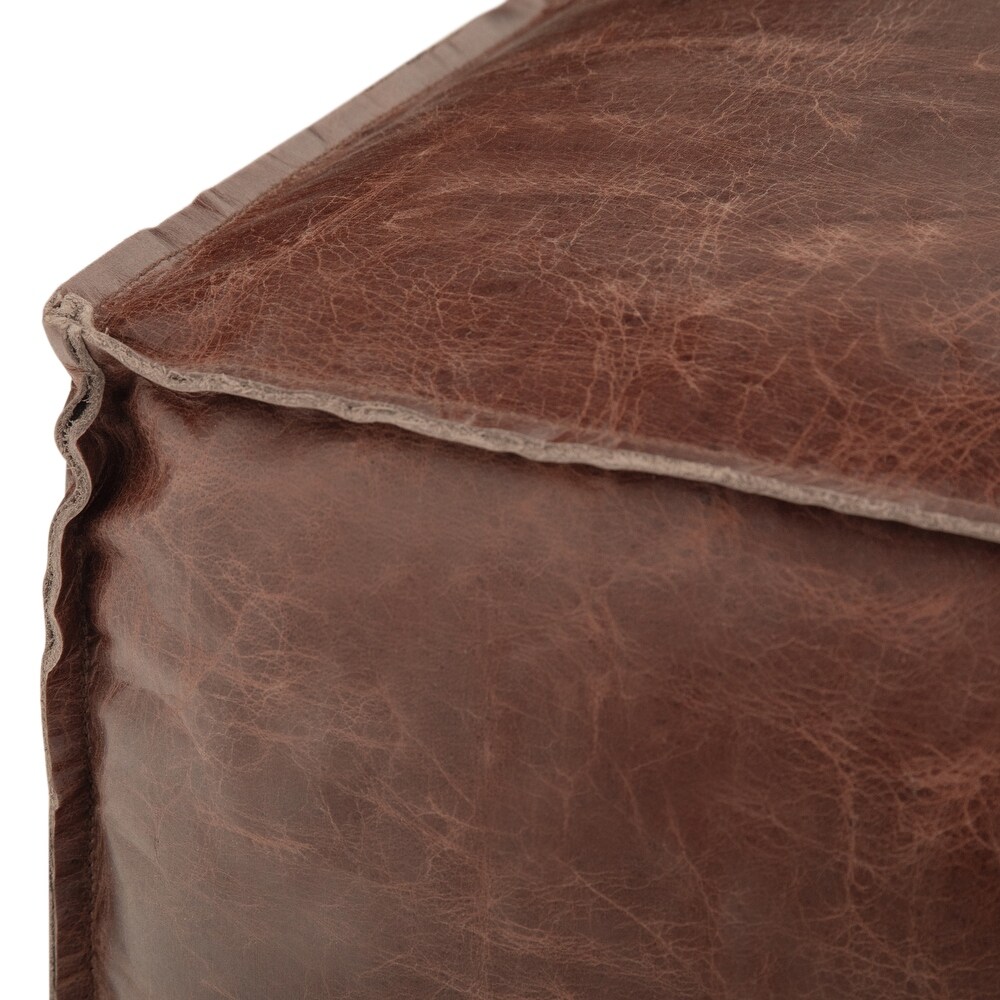 WYNDENHALL Erving Boho Square Pouf in Leather