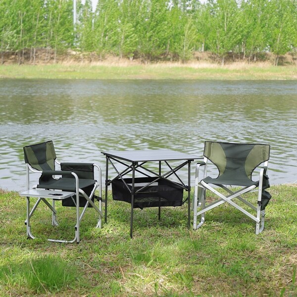 Set of 3，Folding Outdoor Table and Chairs Set for Indoor，Outdoor Camping，Picnics，Beach，Backyard，BBQ，Party，Patio