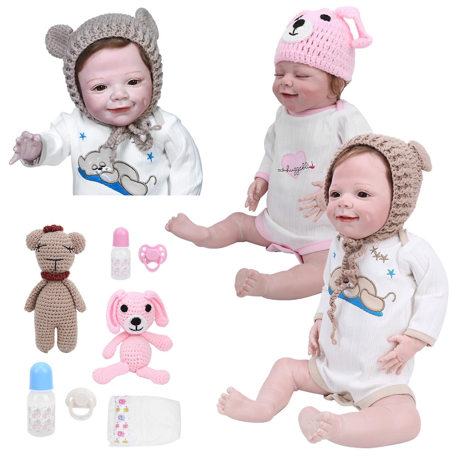 55cm Full Body Baby Girl Doll With Hand-rooted Fiber Hair And Poseable Limbs[open Eyes]