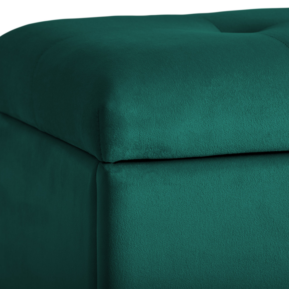 Asha Small Velvet Tufted Cushioned Ottoman with Storage   Contemporary   Footstools And Ottomans   by CorLiving Distribution LLC  Houzz