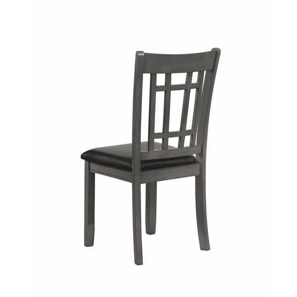 Cutout Back Wooden Dining Chair with Leatherette Seat，Black，Set of Two