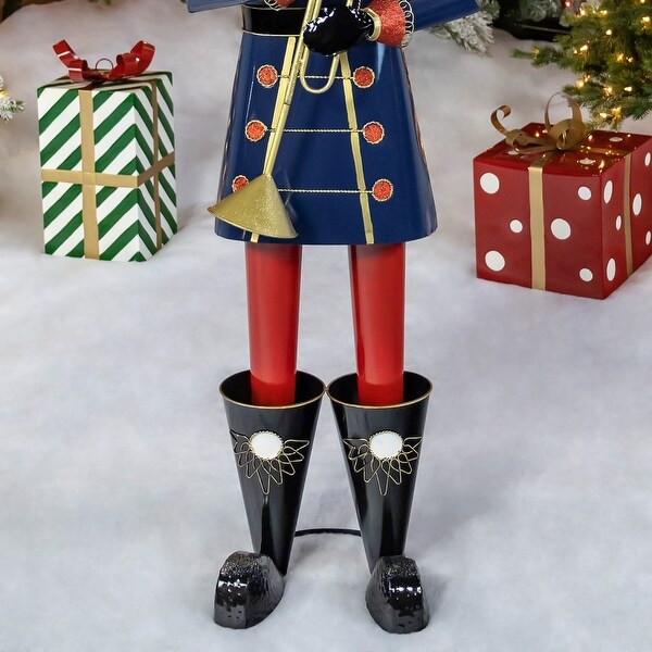 Iron Christmas Blue Nutcracker Harold Holding Trumpet