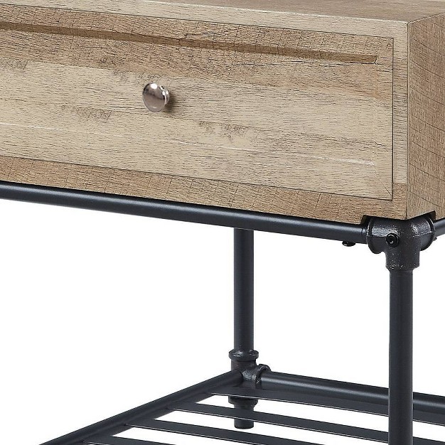 Drawer And 1 Tier Shelf Accent Tables Oak And Sandy Black Acme Furniture