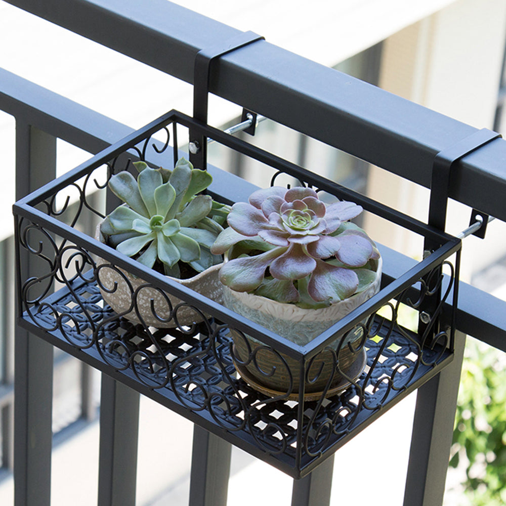 Flower Pot Stand Rack Deck Rail Flowerpot Railing Shelf Balcony Rail Planter Shelf Fence Railing Flower Pots Holder