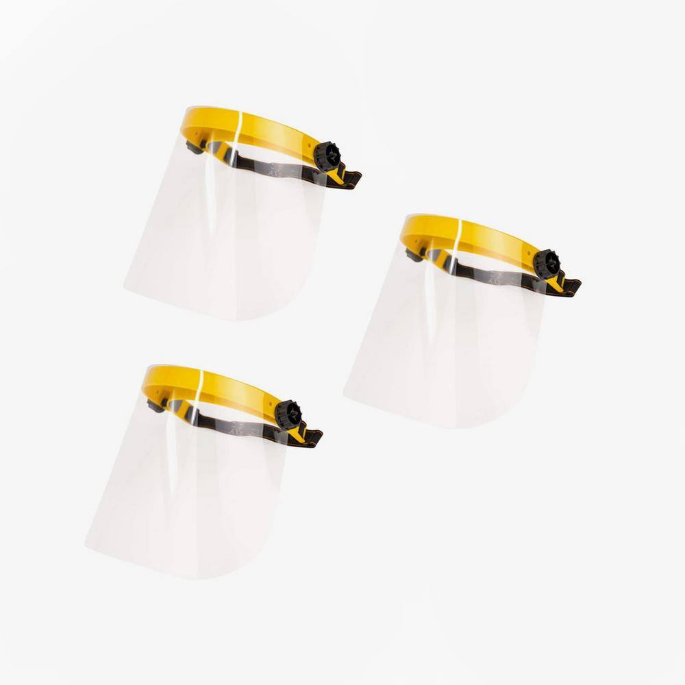 Safe Handler Yellow Reusable Facial Protection Clear Face Shield (3-Pack) BLSH-ES-SFS-3