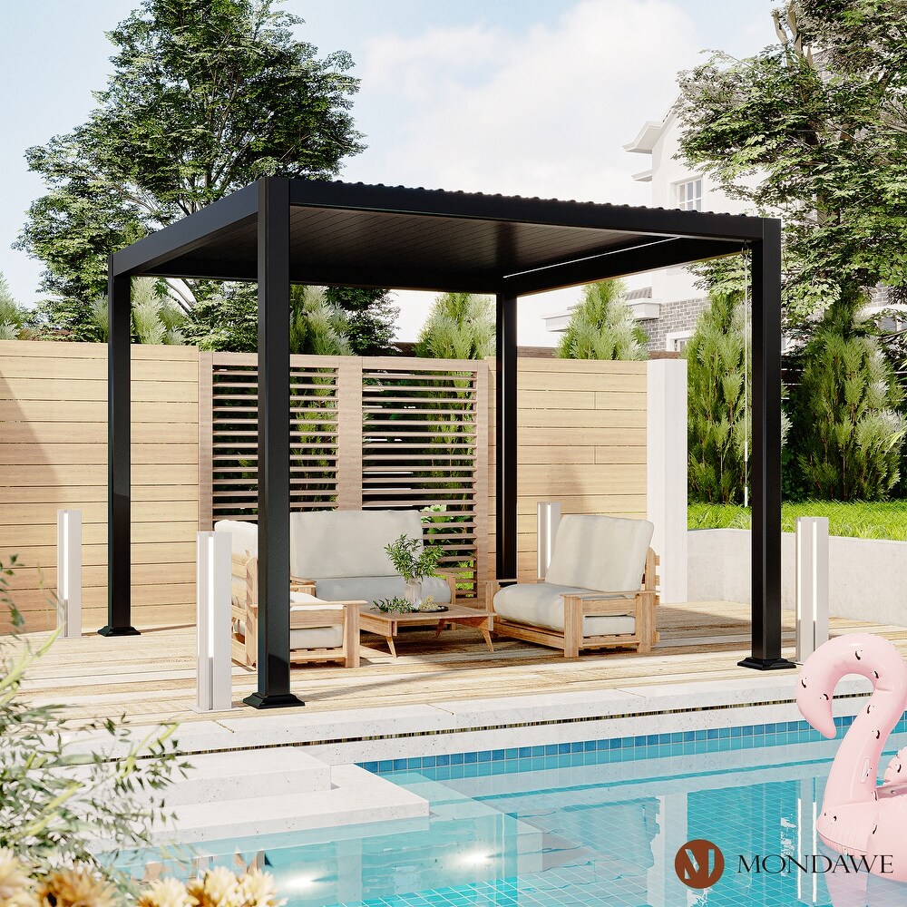 10 x 10 ft Outdoor Louvered Pergola in Aluminum with Adjustable Roof