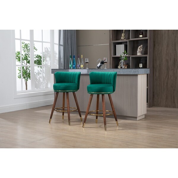 Set of 2 Solid Wood Legs Counter Height Bar Stools