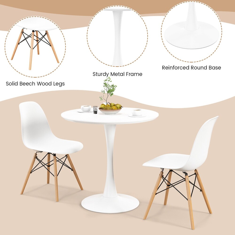 Gymax 3 Piece Dining Kitchen Set Modern Round DiningTable Chairs Set