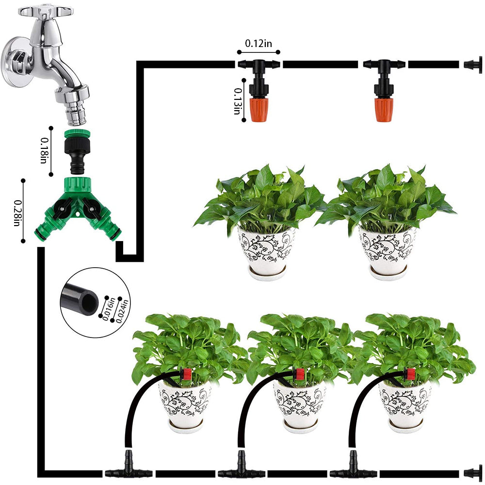 Kqiang 100Ft 30M Auto Drip Irrigation System Kit Timer Micro Sprinkler Garden Watering