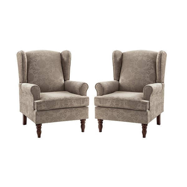 Epimethis Traditional Fabric Accent Armchair with Turned Legs Set of 2 by HULALA HOME