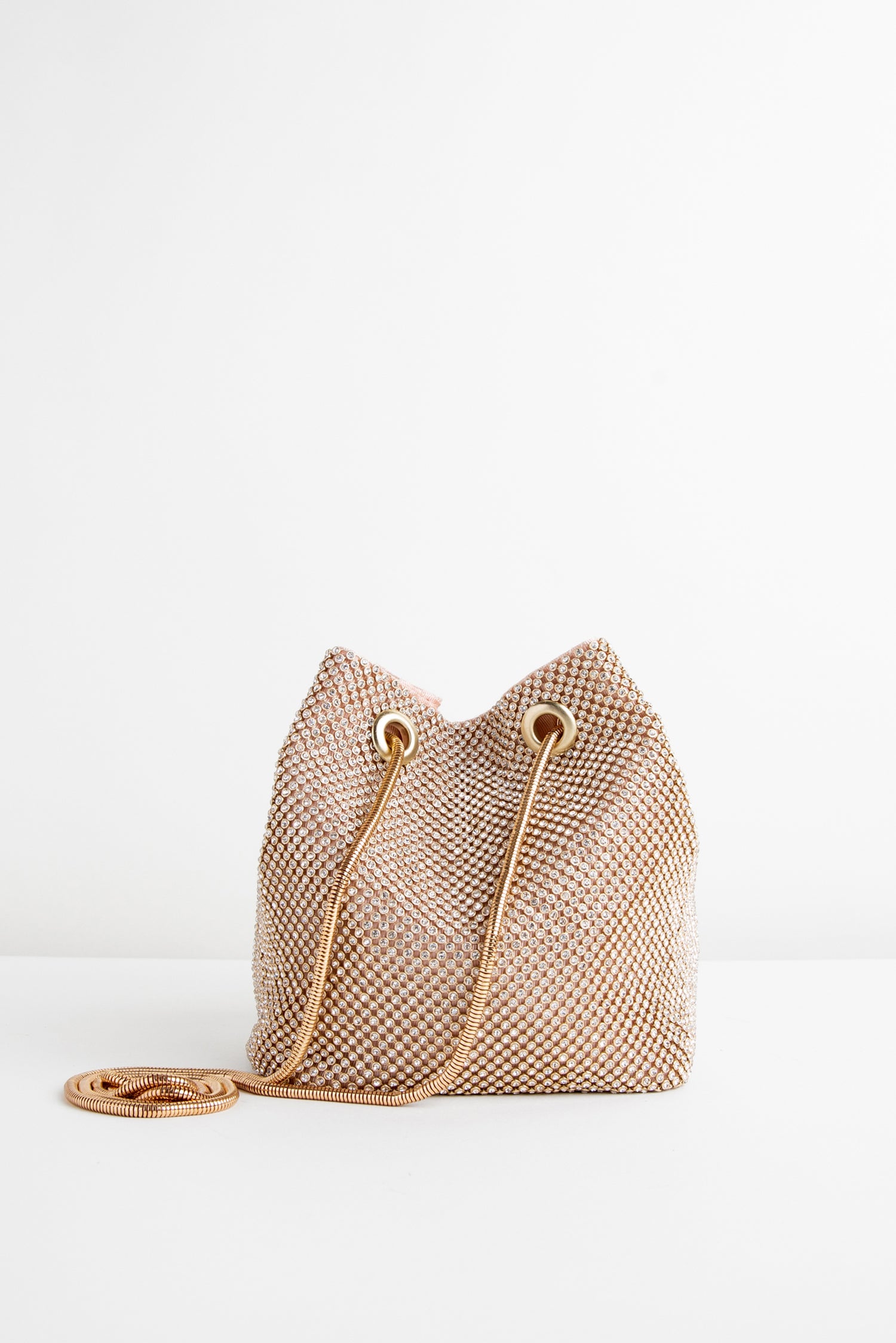 Rhinestone Mesh Bucket Bag