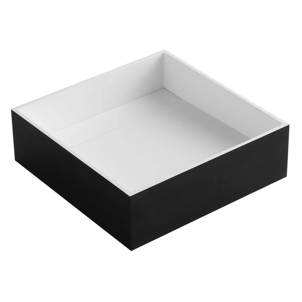 ALFI BRAND Resin Square Vessel Sink in Black and White ABRS14SBM