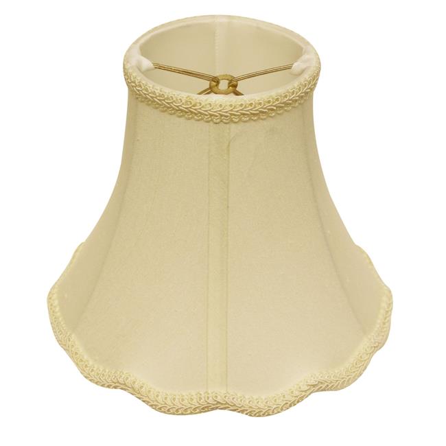 HomeRoots 469570 8 in. Ivory Slanted Scallop Bell Monay Shantung Lampshadeand Egg