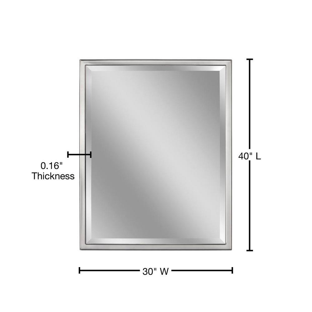 Deco Mirror 30 in. W x 40 in. H Framed Rectangular Beveled Edge Bathroom Vanity Mirror in Chrome 8023