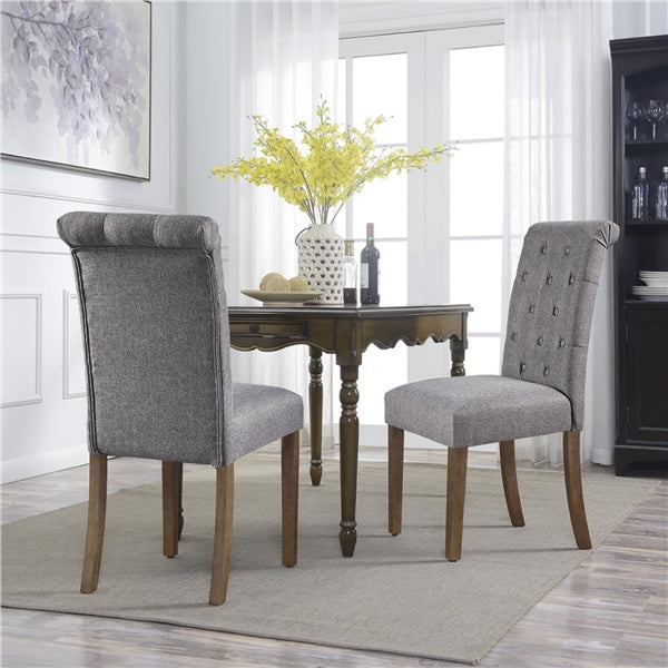 Alden Design Tufted Upholstered High Back Parson Dining Chair， Set of 2， Gray