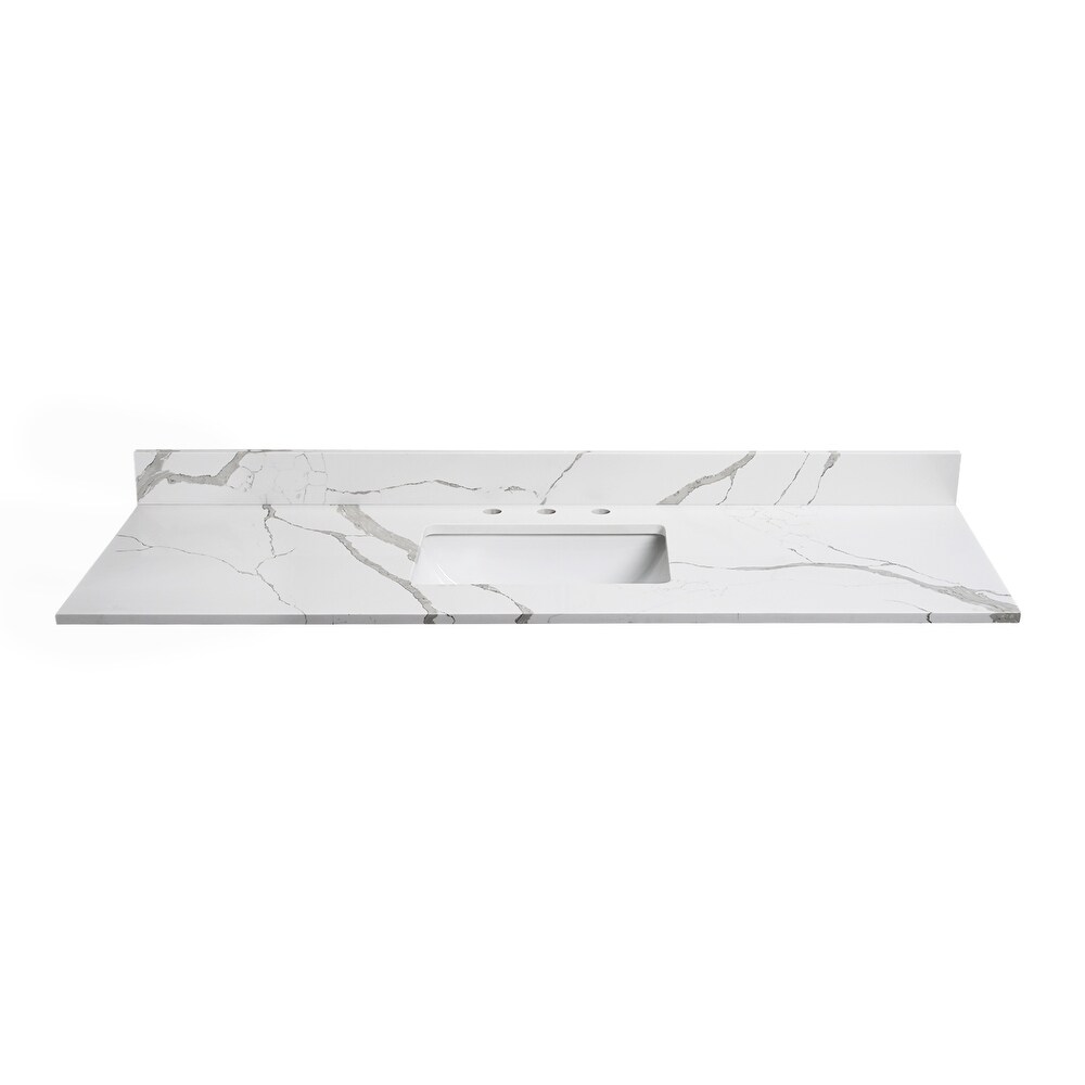 Vanityfair 60 Inch Bathroom Vanity Top in Quartz Stone with Single Sink