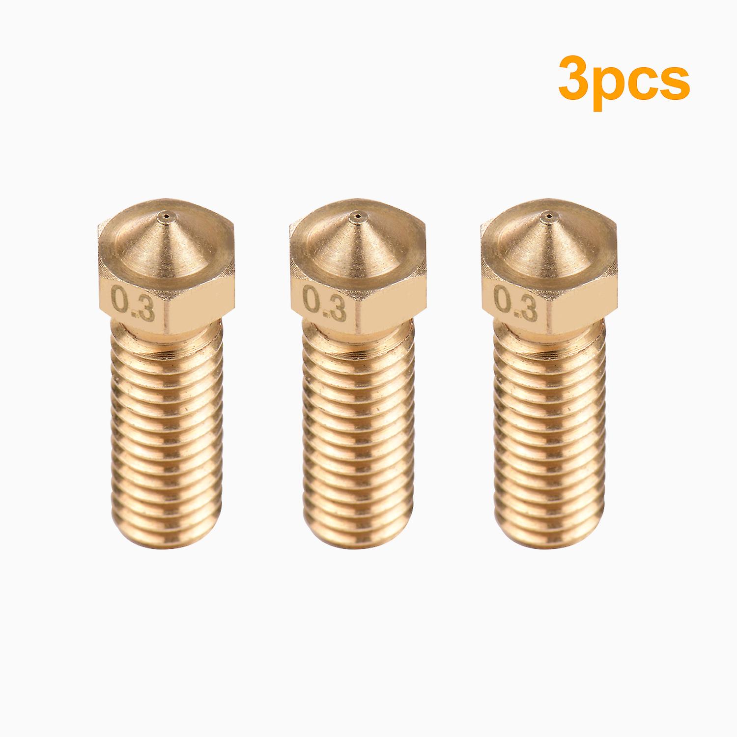 3pcs 3d Printer Extruder Brass Volcano Nozzle M6 Thread Printer Head 0.3mm Output For Sidewinder X1 Tevo Little Monster 1.75mm Filament Gold 1.0mm