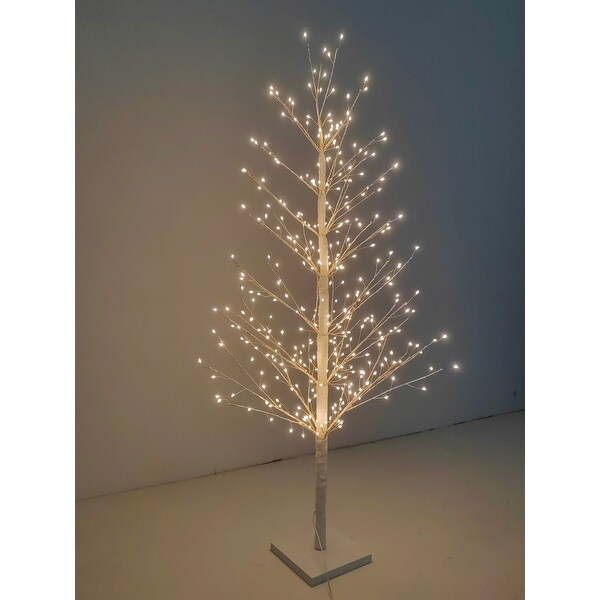 47in/70in White Birch Tree with LED Lights Indoor Use Only