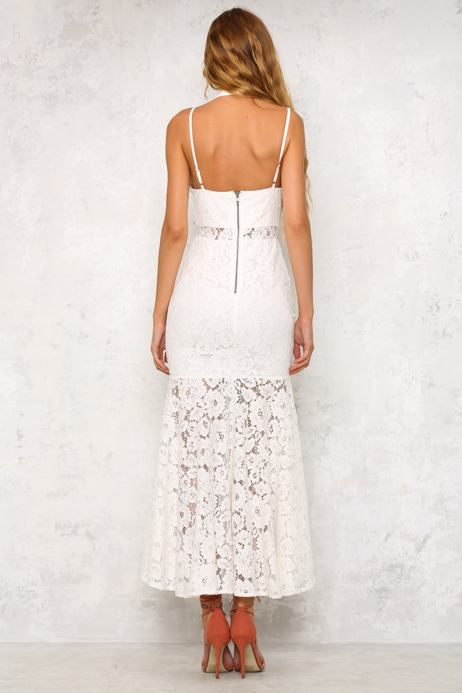 Lace Me Around Maxi Dress White